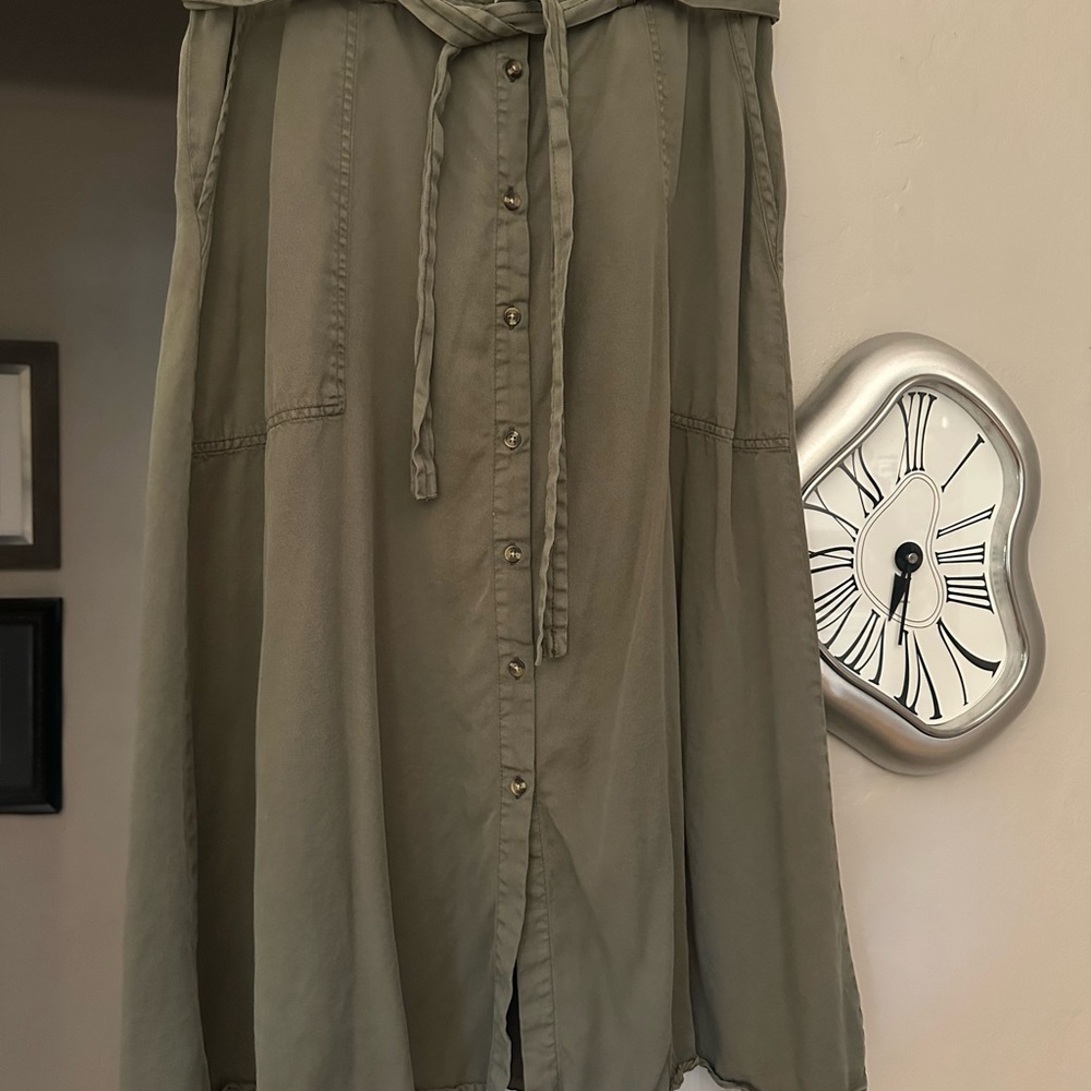 Falls Creek Khaki Button-Front A-Line Skirt